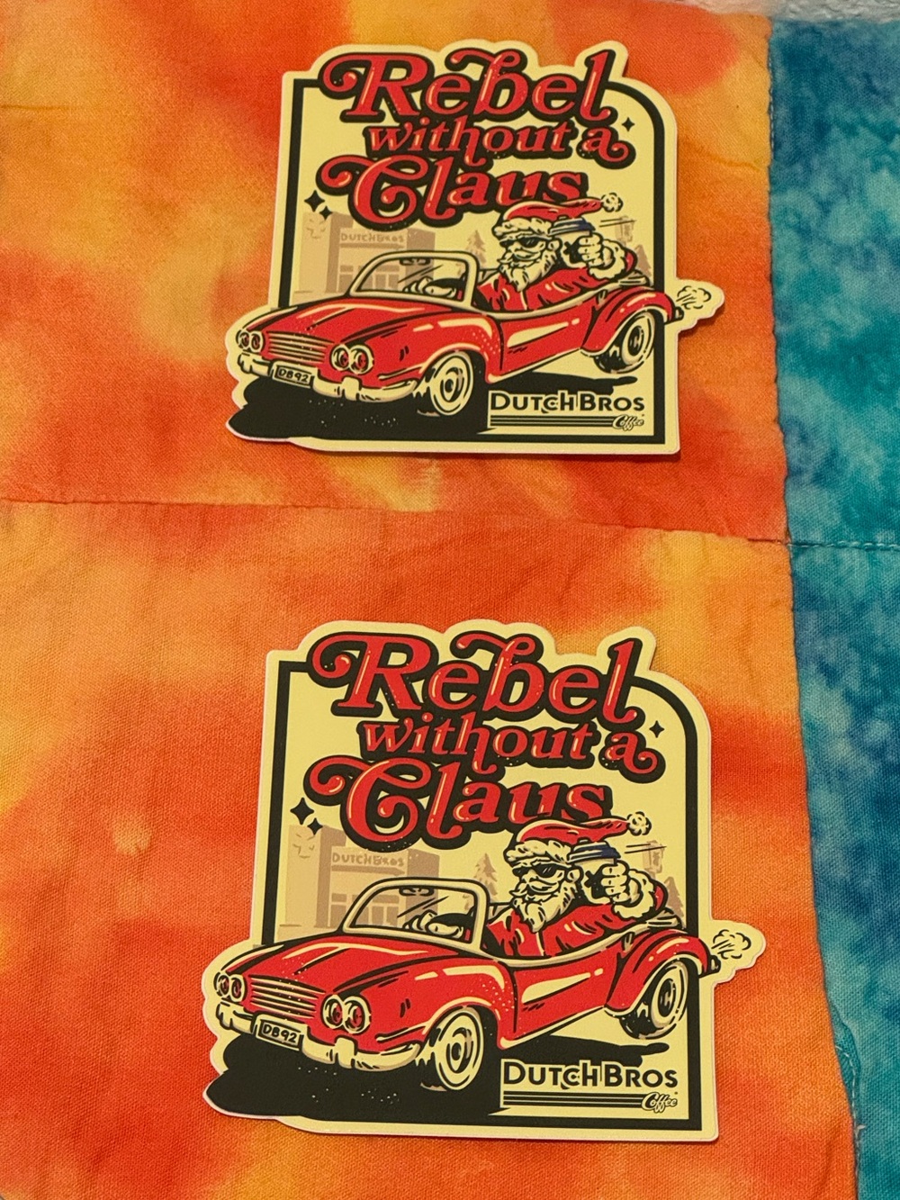 Set of 2 Christmas Dutch Bros Stickers